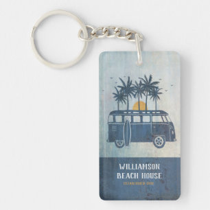 Porte-clefs Famille Summer Beach Maison Surf Van Monogrammed