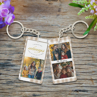 Porte-clefs Family Photos Beige Modern Scripture