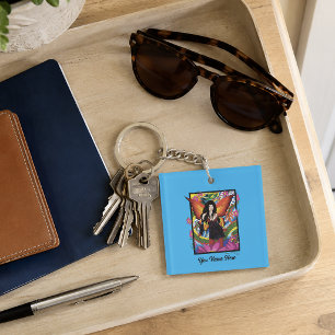 Porte-clefs Fantaisie de dragon féerique gothique bleu mystiqu