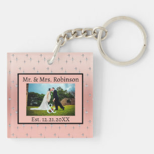 Porte-clefs Fantastique Couples Modernes Photo Rose Silver Dia