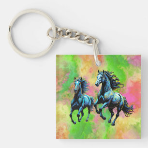 Porte-clefs Fantastique deux chevaux galopants