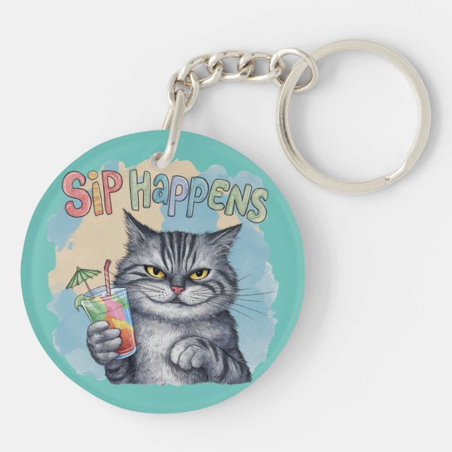 Porte-clefs Fantastique Sip de chat arrive (Dos)