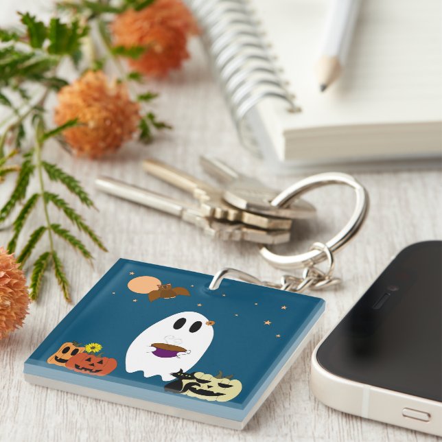 Porte-clefs Fantôme et thé (Devant Droit)