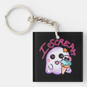Porte-clefs Fantôme personnalisé "Je crie" avec illustration d