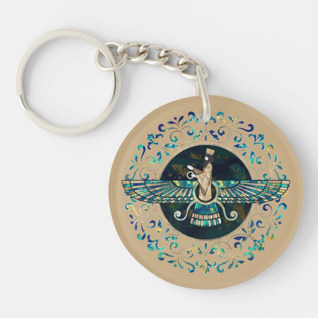 Porte-clefs Farohar - Faravahar - Marbre et or de Fravashi (Devant)