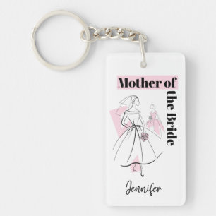 Porte-clefs Fashion Bride Rose Mère du rectangle Bride