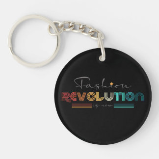 Porte-clefs Fashion Revolution Retro Typographique Noir Acryli
