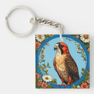 Porte-clefs Faucon crécerelle aux pattes rouges coloré