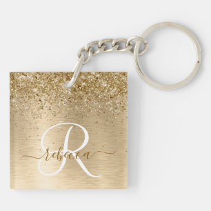 Porte-clefs Faux Gold brossé Parties scintillant métallique Im