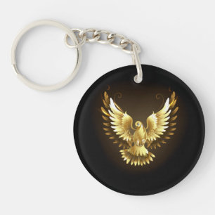 Porte-clefs Faux Gold Foil Peace Dove en noir