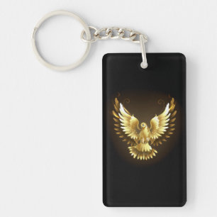 Porte-clefs Faux Gold Foil Peace Dove en noir