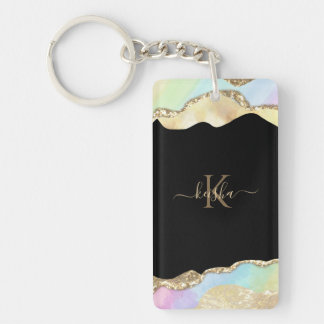 Porte-clefs Faux Or Pailleté & Vagues Pastel Brillance