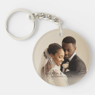 Porte-clefs Faveur de photo personnalisée avec noms et date de