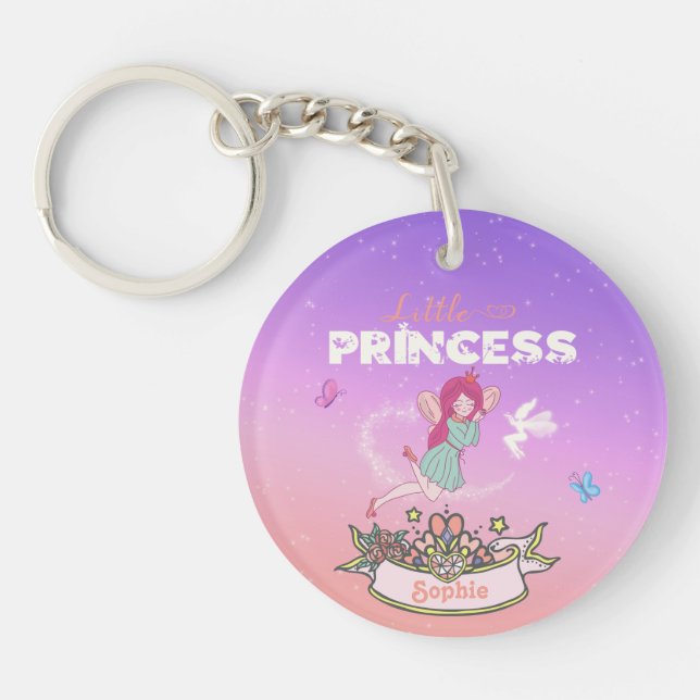 Porte-clefs 👸 Fée éclatante Princesse Nom personnalisé   (Devant)