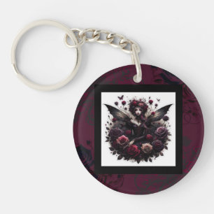 Porte-clefs Fée Florale de la Forêt Gothique Sombre Roses Bour