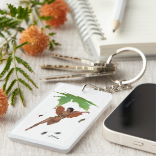 Porte-clefs Fée mignonne avec ailes Brown Rectangle Porte - cl