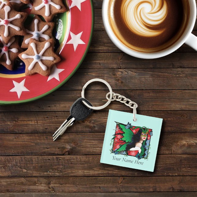 Porte-clefs Fée Solstice Rouge Vert Noël (Créateur téléchargé)