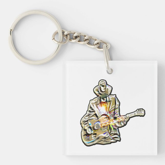 Porte-clefs Feel the Blues - Conception de guitare artistique (Devant)