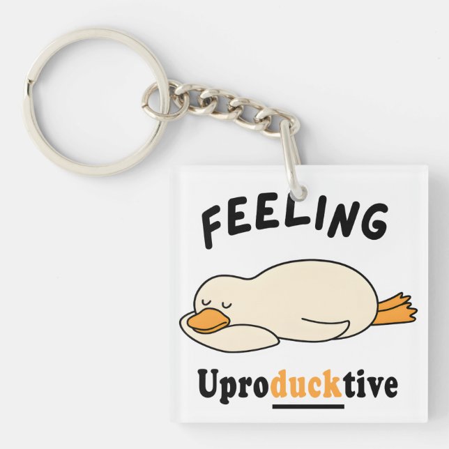 Porte-clefs Feeling Unproductive Funny Sleeping Duck Meme (Devant)
