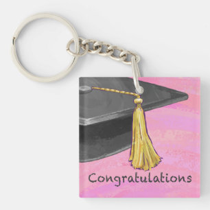 Porte-clefs Félicitations Diplômé Noir et Rose