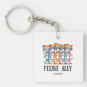 Porte-clefs Feline Ally - Rainbow Cat LGBTQ Pride