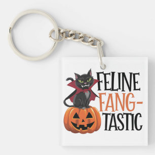 Porte-clefs Feline Fang-tastic Halloween Conception de chat Va