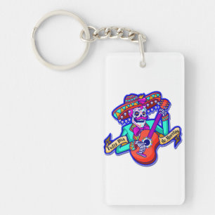 Porte-clefs Feliz Dia De Muertos avec Squelette Jouer de la gu