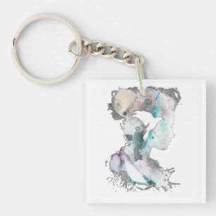 Porte-clefs Femme à l'aquarelle