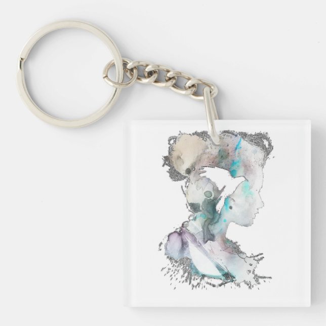 Porte-clefs Femme à l'aquarelle (Devant)