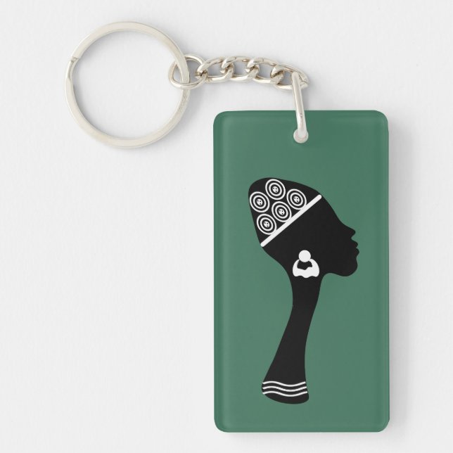 Porte-clefs Femme africaine-américaine abstraite art (Devant)