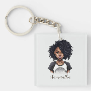 Porte-clefs Femme afro chic et classique