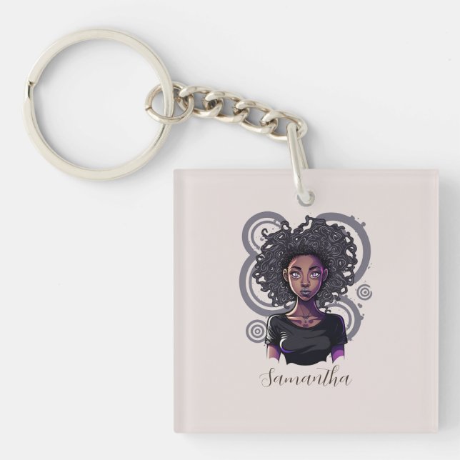 Porte-clefs Femme afro magique (Devant)