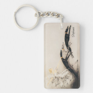 Porte-clefs Femme Art Nouveau Greyhounds Louis Icart