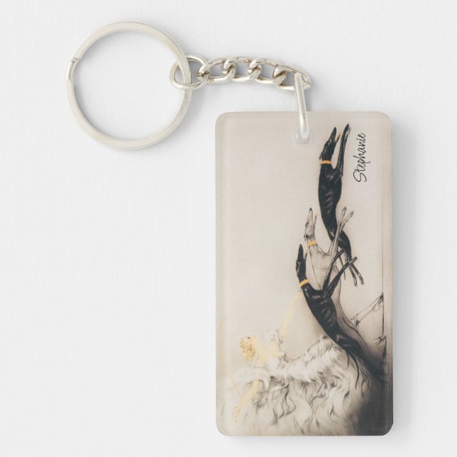Porte-clefs Femme Art Nouveau Greyhounds Louis Icart (Devant)