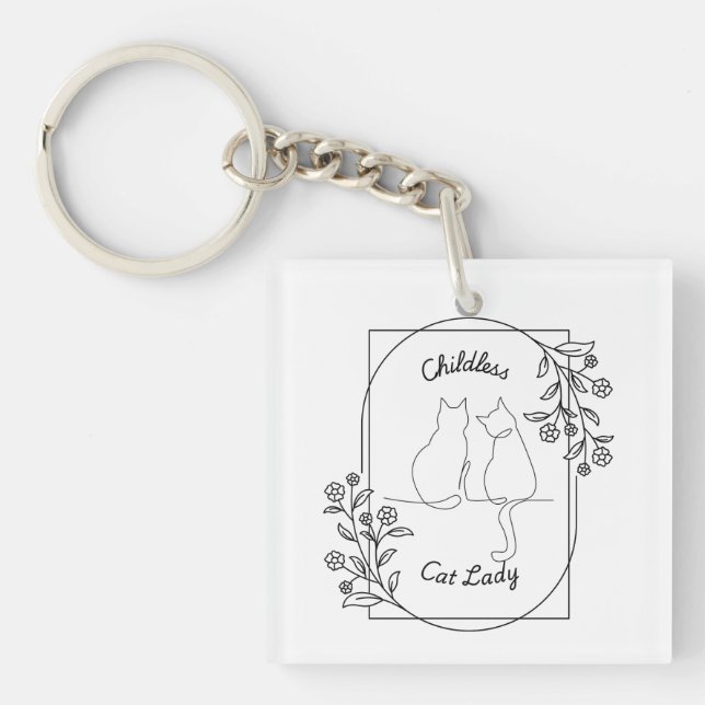 Porte-clefs Femme au chat sans enfant (Devant)