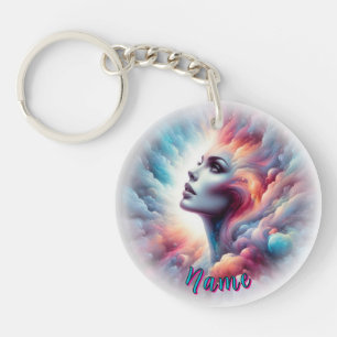Porte-clefs Femme aux cheveux cosmiques Aura