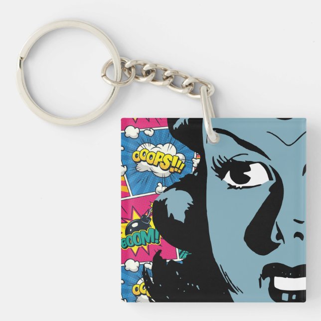 Porte-clefs Femme bleue - Art pop (Devant)