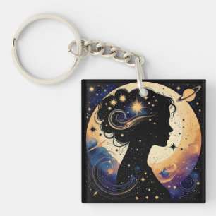 Porte-clefs Femme céleste élégante en silhouette