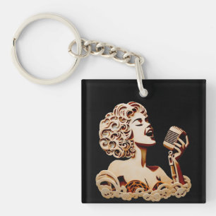 Porte-clefs Femme chantant artisanat en papier musique art