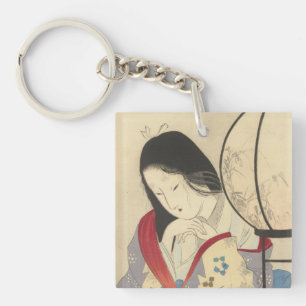 Porte-clefs Femme dans un intérieur par une lampe 1890-1908