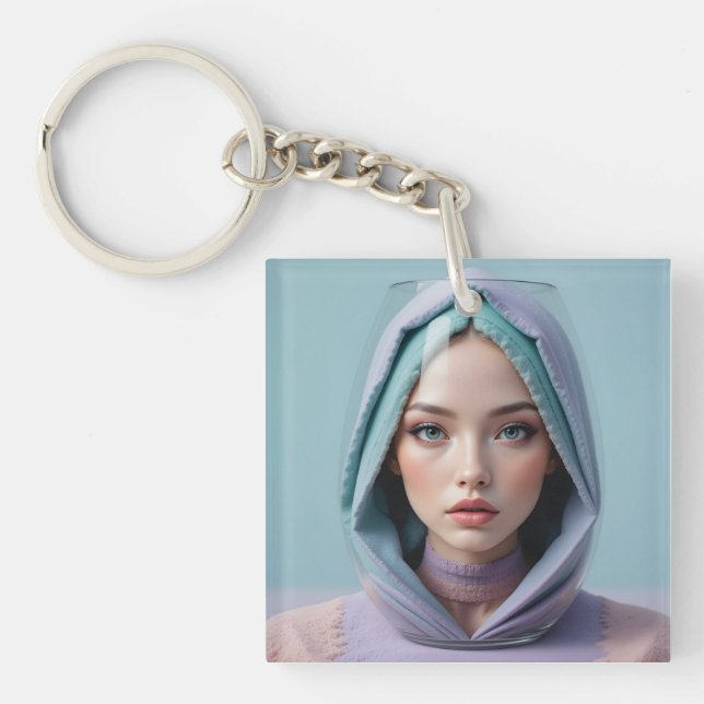 Porte-clefs Femme d'art de sable faciale (Devant)