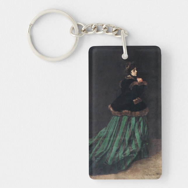 Porte-clefs Femme de Monet en robe verte (Devant)
