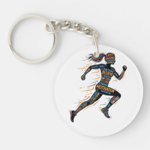 Porte-clefs Femme en course, mots de motivation pour les coure