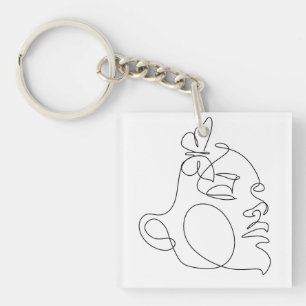 Porte-clefs Femme Face Line Art