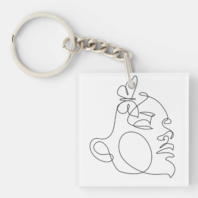 Porte-clefs Femme Face Line Art (Devant)