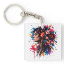 Femme Florale Aquarelle Colorée Artistique