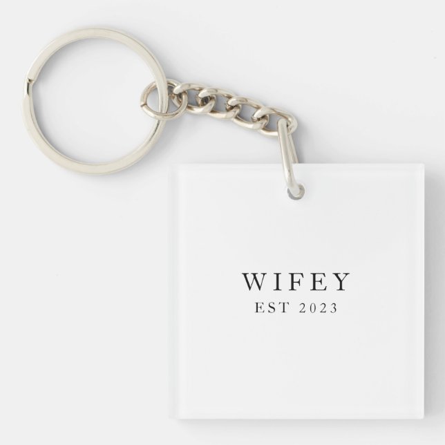 Porte-clefs Femme/Husby Épouse personnalisée, cadeau de fiance (Devant)