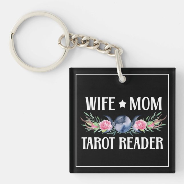Porte-clefs Femme Maman Lecteur de Tarot Fleurs Lune Antlers B (Devant)