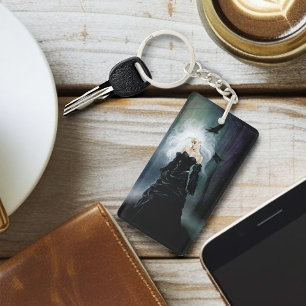 Porte-clefs Femme mystérieuse gothique noire élégante Brume de