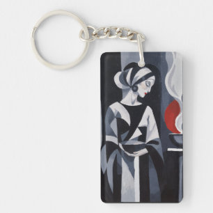 Porte-clefs Femme Mystique Monochrome Art Déco Acrylique Porte
